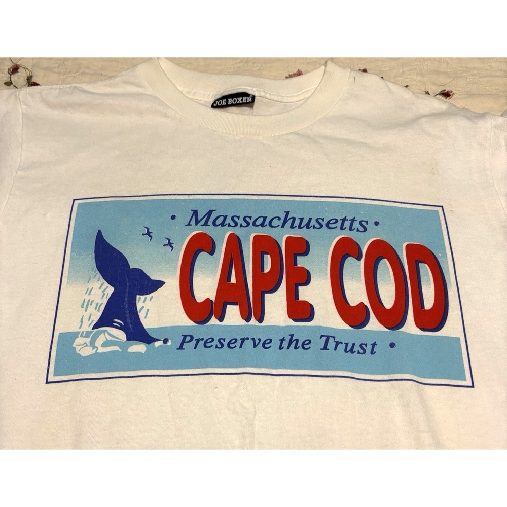 Vtg 1990s Cape Cod Joe Boxer T Shirt Men M Single Stitch Whale Preserve Trust
